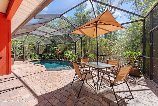 5266 Camelot Forest Dr, Jacksonville, FL 32258 - view of patio / terrace with an outdoor pool, glass enclosure, and outdoor dining area
