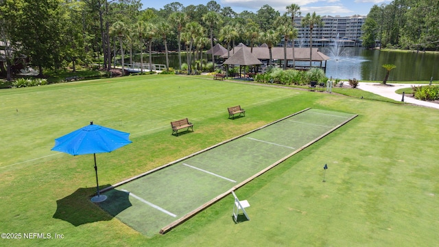 13706 Wm Davis Pkwy, Jacksonville, FL 32224 - view of home's community featuring a bocce ball area, a water view, and a yard