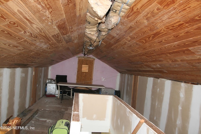 additional living space with wood ceiling and lofted ceiling