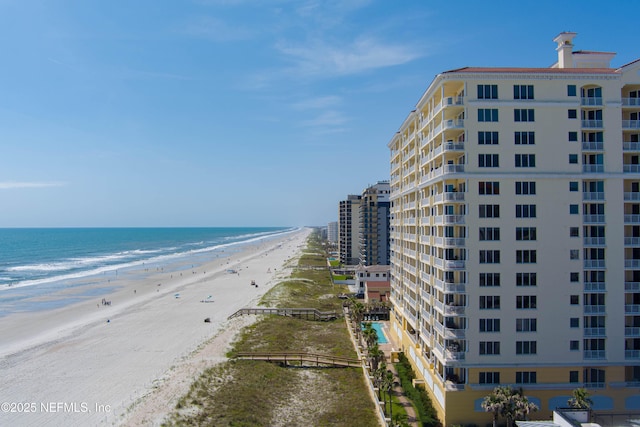 view of water feature featuring a beach view