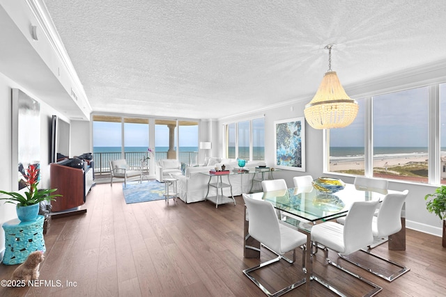sunroom with a healthy amount of sunlight and a notable chandelier