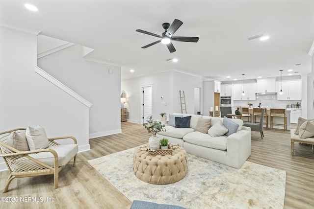 85199 Southern Creek Blvd, Fernandina Beach, FL 32034 - living area with recessed lighting, light wood-style floors, ceiling fan, and baseboards