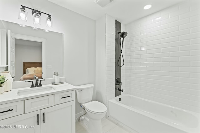 85199 Southern Creek Blvd, Fernandina Beach, FL 32034 - bathroom with shower / bathing tub combination, visible vents, vanity, toilet, and ensuite bath