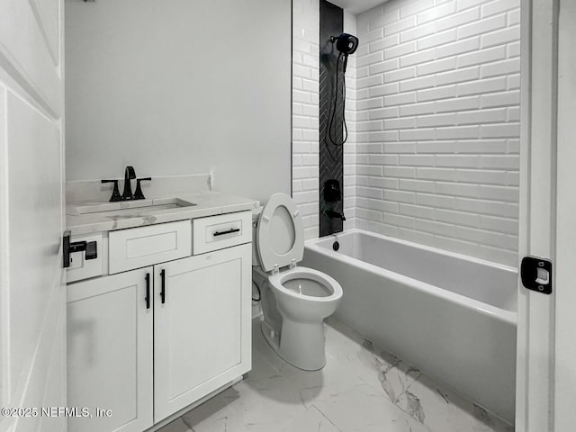 85084 Southern Creek Blvd, Fernandina Beach, FL 32034 - bathroom with toilet, bathing tub / shower combination, marble finish floor, and vanity