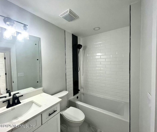 85084 Southern Creek Blvd, Fernandina Beach, FL 32034 - bathroom with vanity, toilet, marble finish floor, shower / bath combination, and visible vents