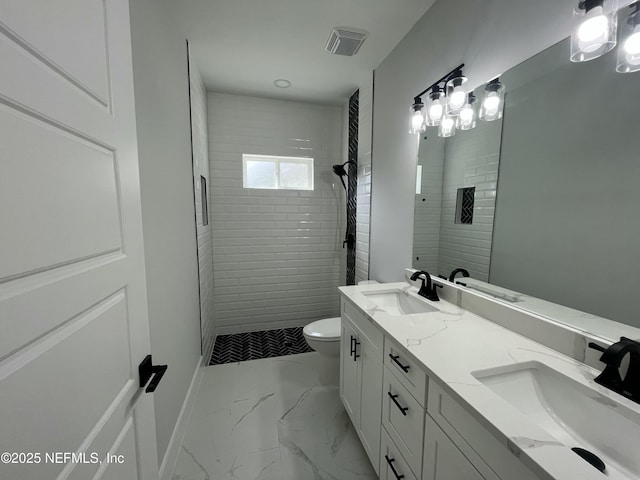 85118 Southern Creek Blvd, Fernandina Beach, FL 32034 - full bath with tiled shower, a sink, and marble finish floor