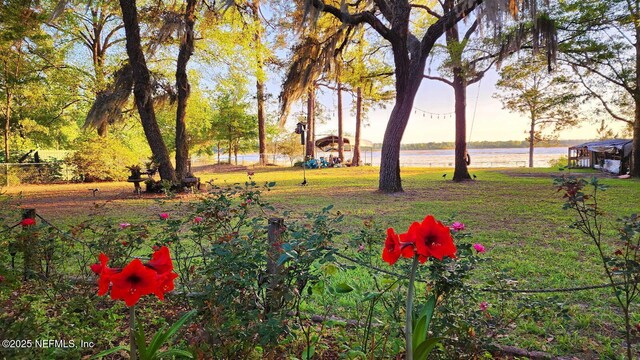 view of yard featuring a water view