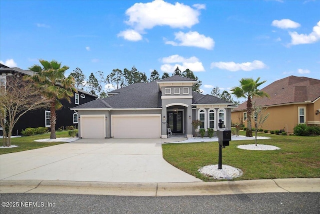 1074 Spanish Bay Ct, Orange Park, FL 32065 - view of front of house featuring a front yard, concrete driveway, stucco siding, and an attached garage
