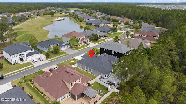 1074 Spanish Bay Ct, Orange Park, FL 32065 - aerial view featuring a residential view, a water view, and a forest view