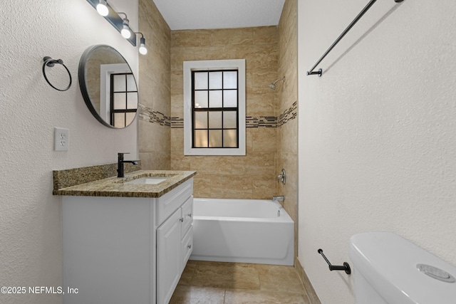 3824 Springfield Blvd, Jacksonville, FL 32206 - full bath with toilet, vanity, shower / bath combination, and a textured wall