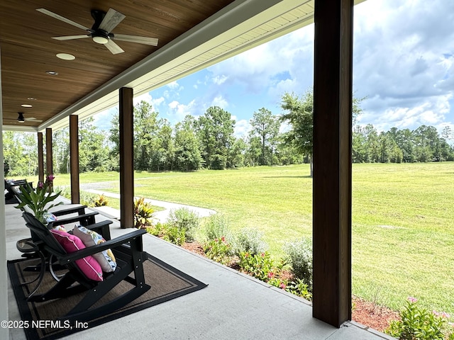 view of patio / terrace with a ceiling fan