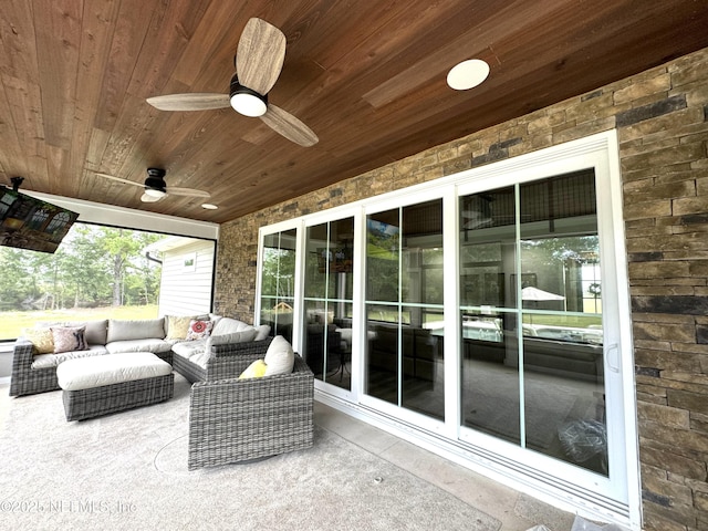 view of patio / terrace with outdoor lounge area and ceiling fan