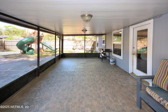 view of unfurnished sunroom