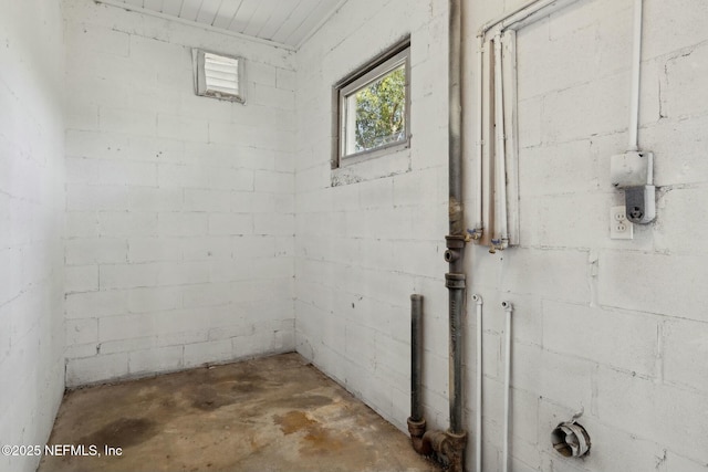 basement featuring concrete block wall