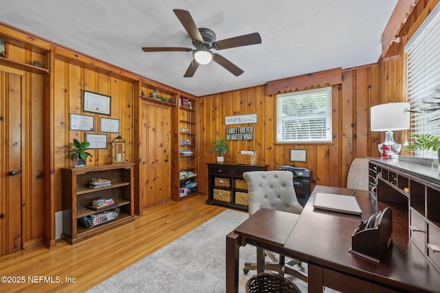 3079 Anderson Rd, Green Cove Springs, FL 32043 - office space featuring light wood-style floors, ceiling fan, and wooden walls