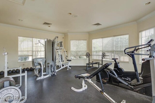 615 Fairway Dr Unit 202, Saint Augustine, FL 32084 - gym featuring ornamental molding and baseboards