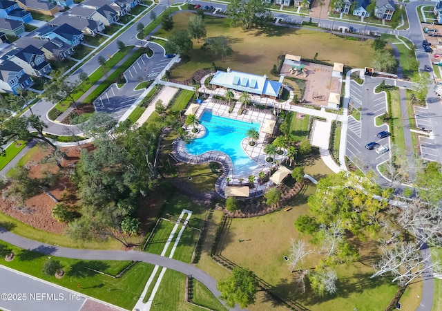 bird's eye view with a residential view