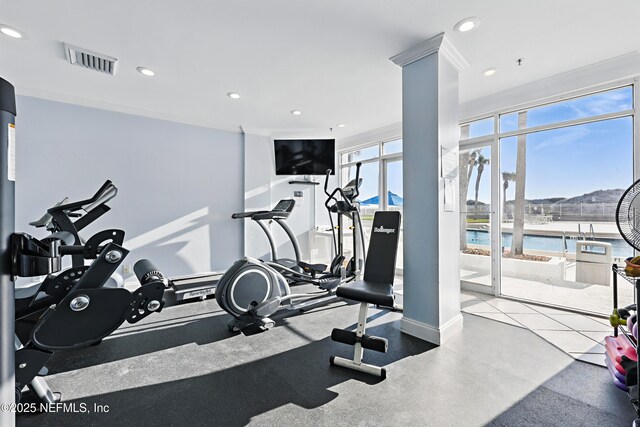 1601 Ocean Dr S Unit 410, Jacksonville Beach, FL 32250 - workout area featuring recessed lighting and baseboards