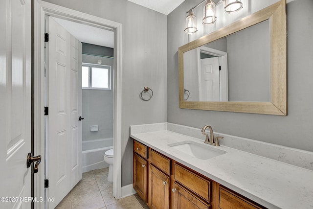 1317 Honeysuckle Dr, Saint Johns, FL 32259 - bathroom with tile patterned flooring, vanity, bathtub / shower combination, and toilet