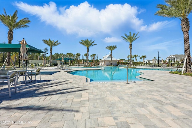 community pool with a patio