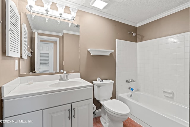 2795 Kiowa Ave, Orange Park, FL 32065 - full bathroom featuring toilet, ornamental molding, tile patterned flooring, and a textured ceiling