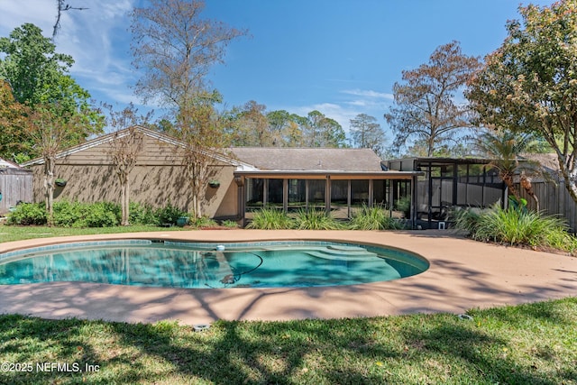 2795 Kiowa Ave, Orange Park, FL 32065 - view of pool featuring a fenced in pool, a sunroom, fence, and a patio area