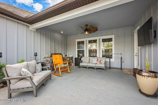 view of patio / terrace featuring an outdoor living space and ceiling fan