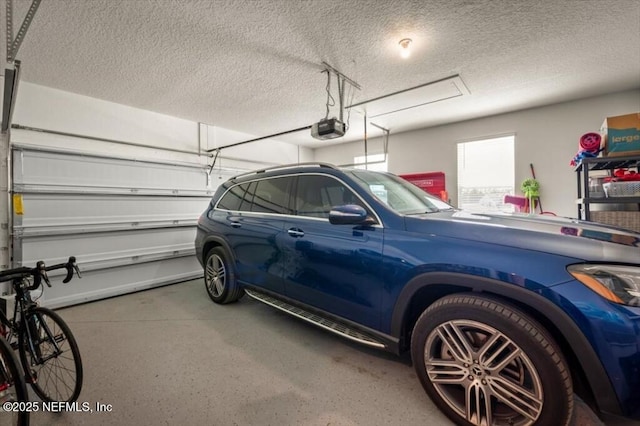 garage with a garage door opener