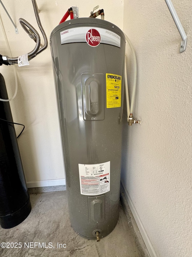 utility room with water heater