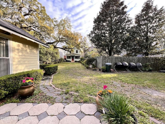 view of yard featuring fence