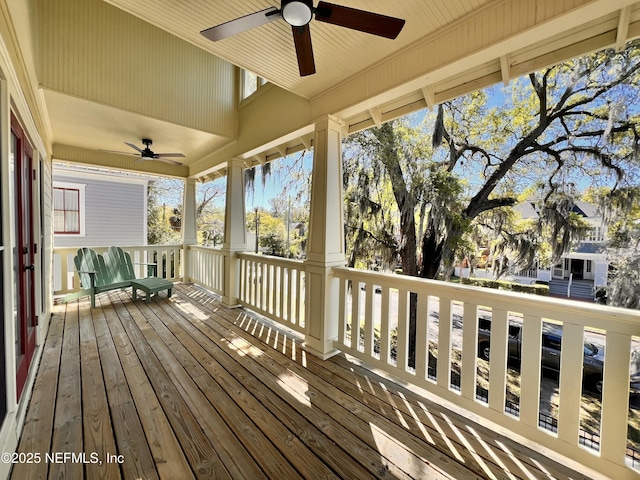 deck featuring ceiling fan