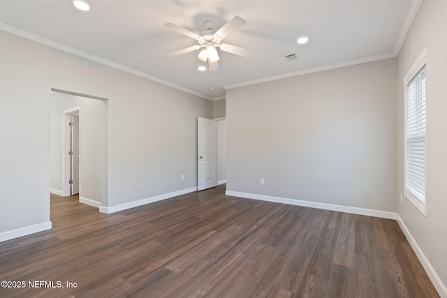 2939 Fitzgerald St, Jacksonville, FL 32254 - empty room with a ceiling fan, dark wood finished floors, baseboards, and visible vents