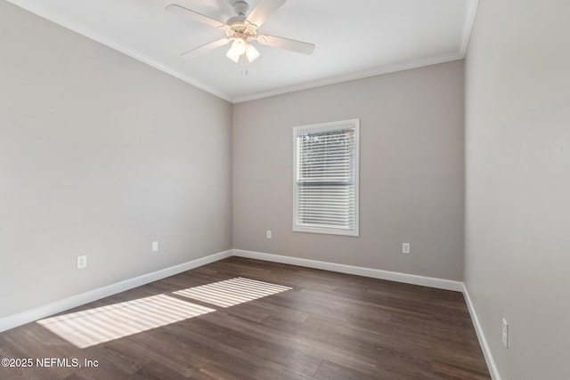 2939 Fitzgerald St, Jacksonville, FL 32254 - spare room featuring baseboards, ceiling fan, wood finished floors, and crown molding