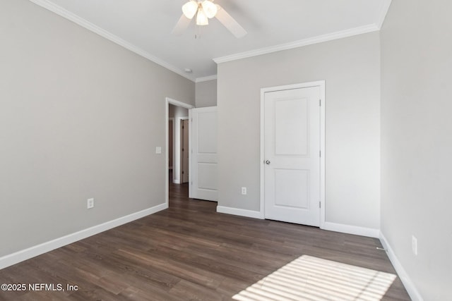 2939 Fitzgerald St, Jacksonville, FL 32254 - unfurnished bedroom with ornamental molding, baseboards, ceiling fan, and wood finished floors