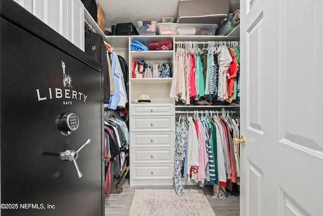 spacious closet with light wood-style flooring