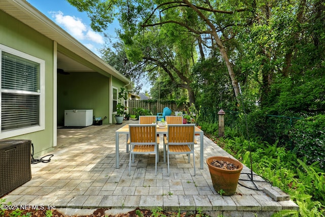 view of patio featuring outdoor dining area and a fenced backyard