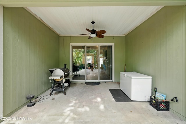view of patio / terrace featuring ceiling fan