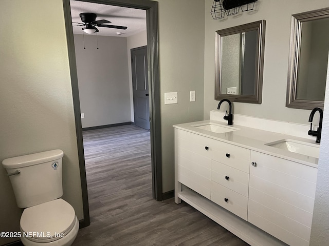 1517 W 33rd Rd, St, Jacksonville, FL 32209 - bathroom with a ceiling fan, toilet, wood finished floors, and a sink