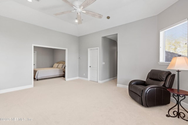 5698 Grand Cayman Rd, Jacksonville, FL 32226 - sitting room with baseboards, light colored carpet, and a ceiling fan