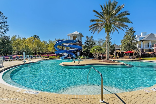 3852 Westridge Dr, Orange Park, FL 32065 - pool with a water slide and a patio area