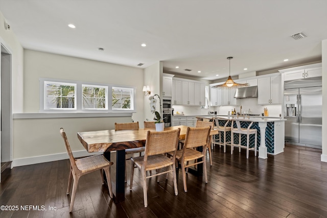 31 26th Ave S, Jacksonville Beach, FL 32250 - dining area with baseboards, recessed lighting, dark wood-style floors, and visible vents