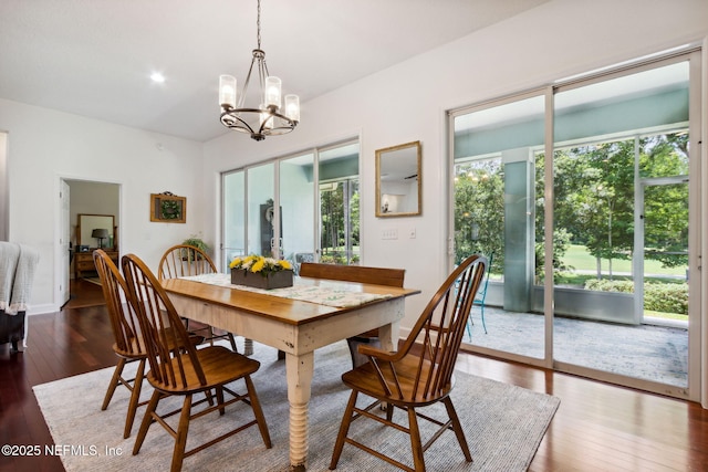 95150 Starling Ct, Fernandina Beach, FL 32034 - dining space featuring a chandelier, hardwood / wood-style floors, and recessed lighting