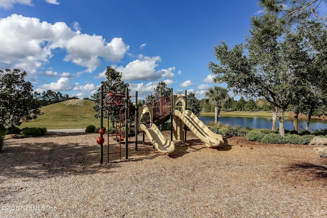 communal playground with a water view