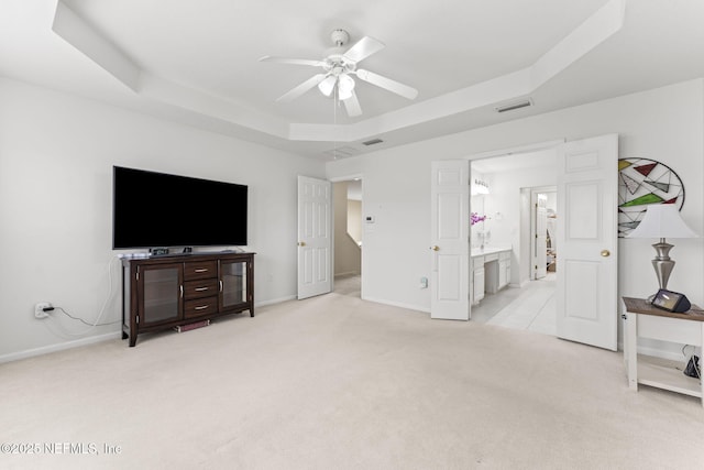 11066 Castlemain Cir, Jacksonville, FL 32256 - unfurnished bedroom featuring baseboards, visible vents, light carpet, and a raised ceiling
