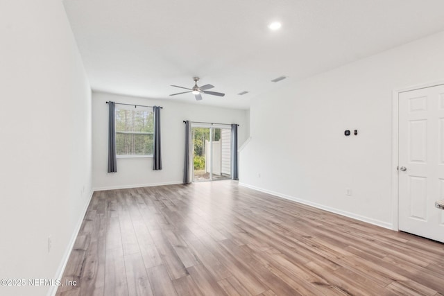 7686 Merchants Way, Jacksonville, FL 32222 - spare room with a ceiling fan, visible vents, baseboards, and light wood-type flooring