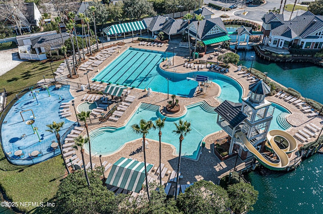 6376 Island Forest Dr Unit A, Fleming Island, FL 32003 - bird's eye view of a pool area and a nearby body of water