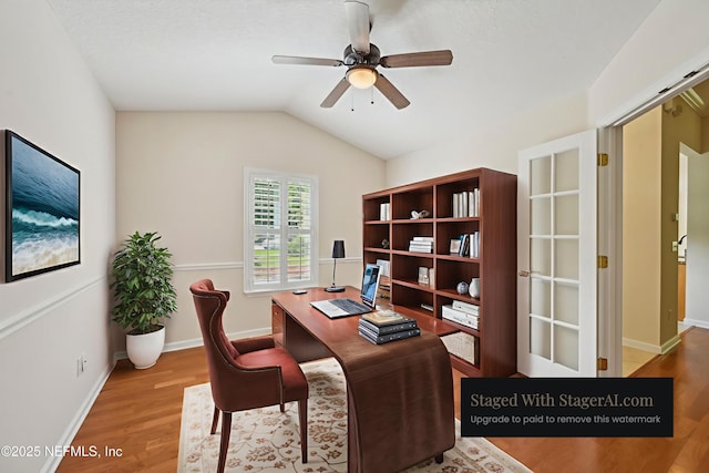 6376 Island Forest Dr Unit A, Fleming Island, FL 32003 - office space featuring light wood finished floors, a ceiling fan, and lofted ceiling