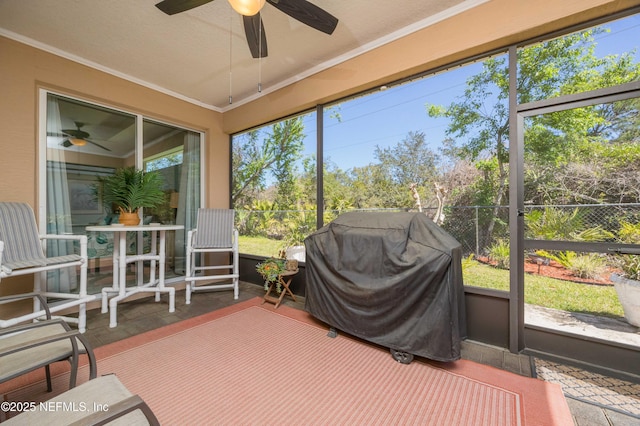 784 Crestwood Dr, Saint Augustine, FL 32086 - sunroom featuring a ceiling fan