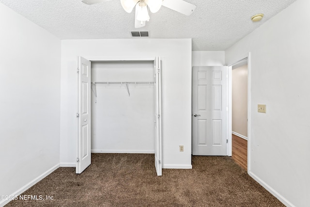 11326 Hendon Dr, Jacksonville, FL 32246 - unfurnished bedroom with baseboards, a textured ceiling, carpet floors, visible vents, and a closet