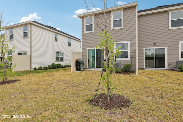 7802 Merchants Way, Jacksonville, FL 32222 - back of property featuring fence, central AC unit, and a yard